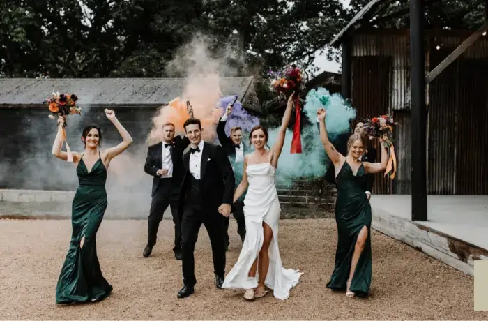 Wedding smoke bombs surrey wedding