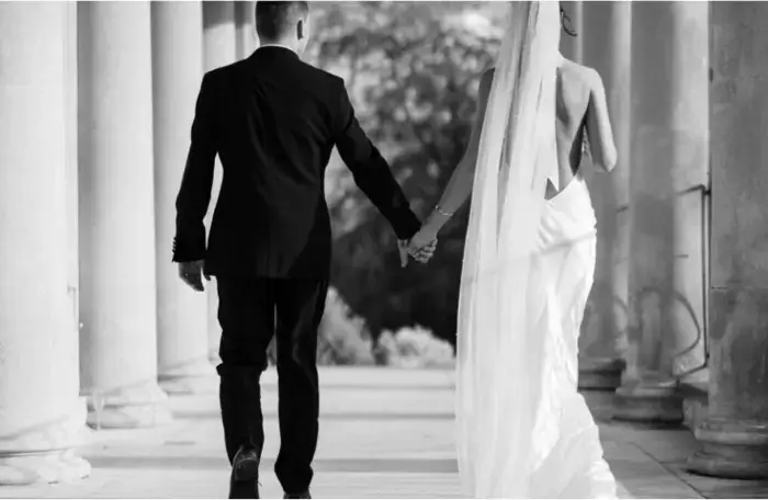conemporary shot of wedding couple by top 4 wedding photographer in surrey