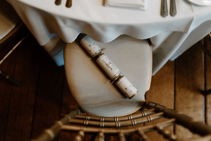 Christmas wedding cackers at Gosfield Hall in Essex