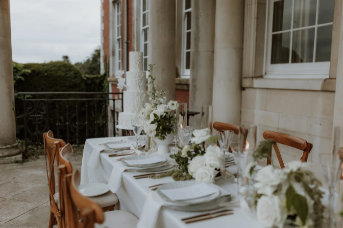Luxury wedding table styling Stansted Park Sussex Textured contemporary wedding cake and stunning wedding table set up Stansted Park Sussex