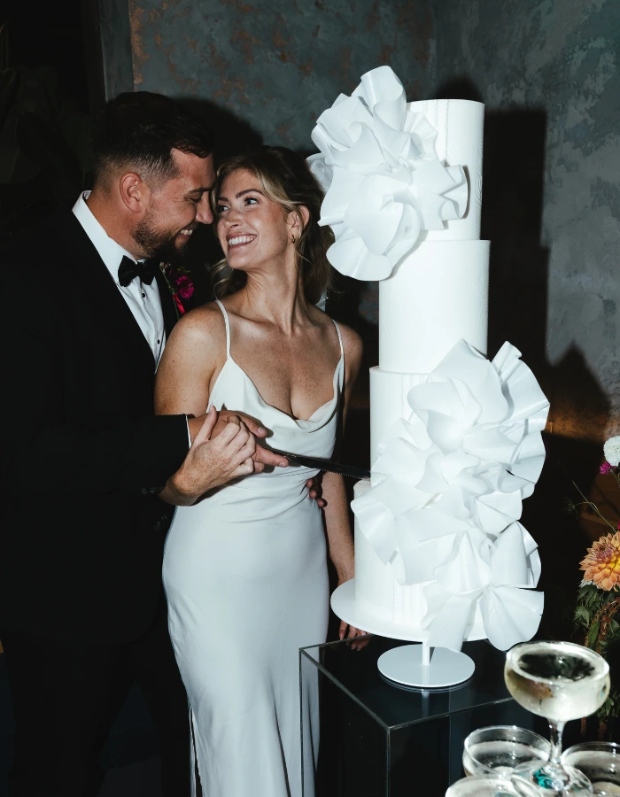 Wedding cake cutting inspiration at Colours in Hoxton London